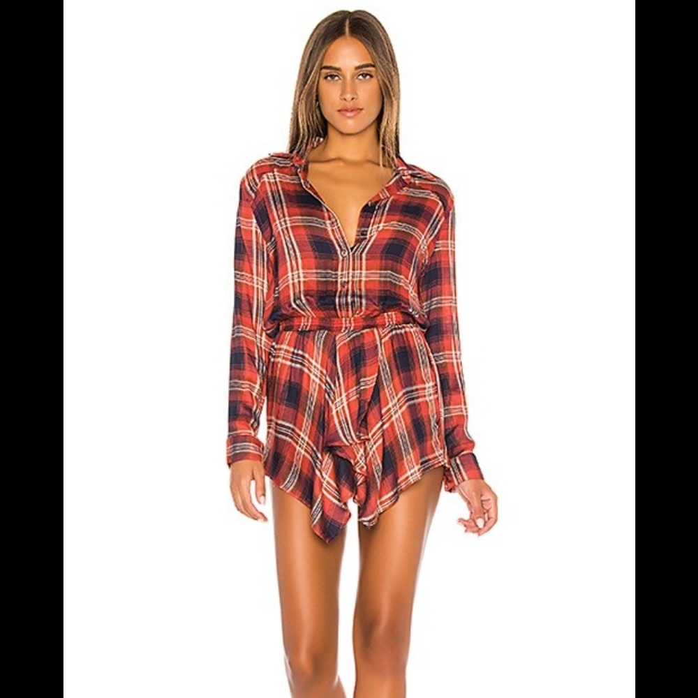 Blue Life Plaid Romper Revolve